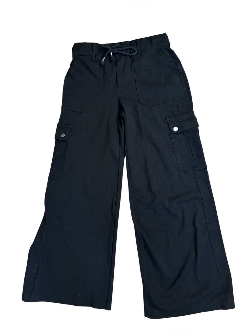 Democracy Ab Leisure Black Cropped Wide Leg Knit  Pull On Cargo Pants Size Small